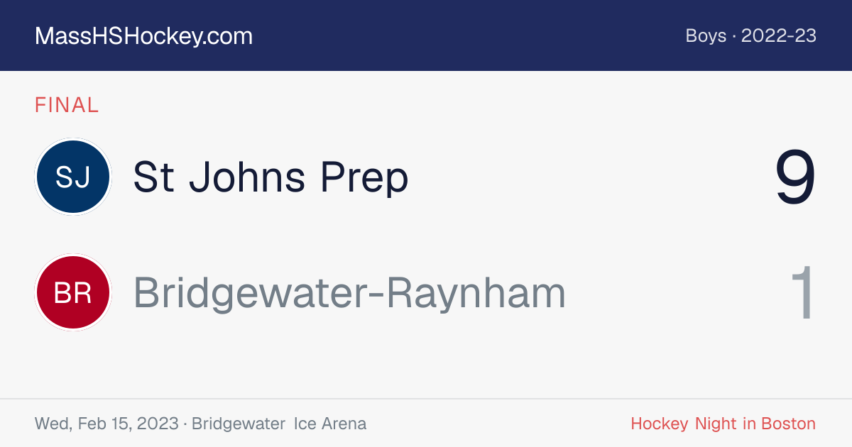 St Johns Prep at Bridgewater-Raynham score card