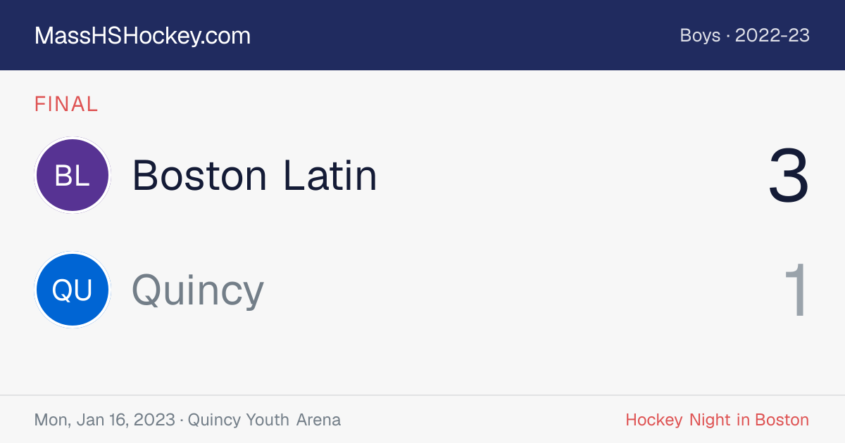 Boston Latin at Quincy score card