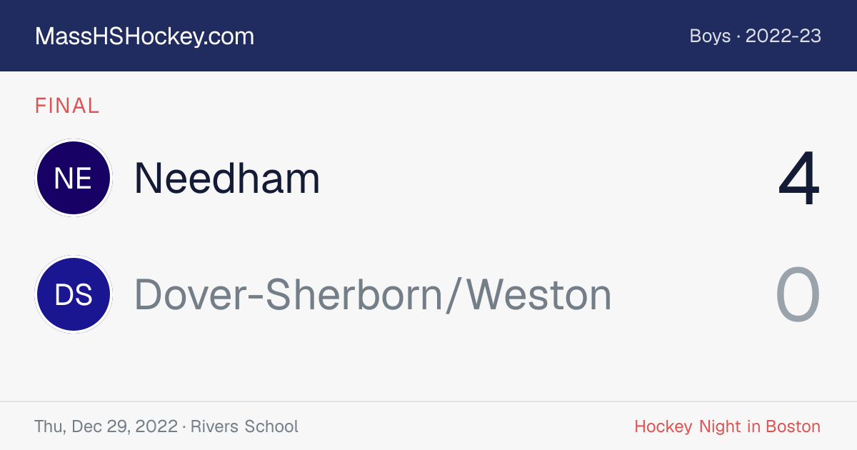 Needham at Dover-Sherborn/Weston score card
