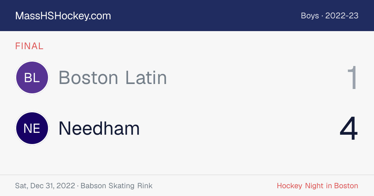 Boston Latin at Needham score card