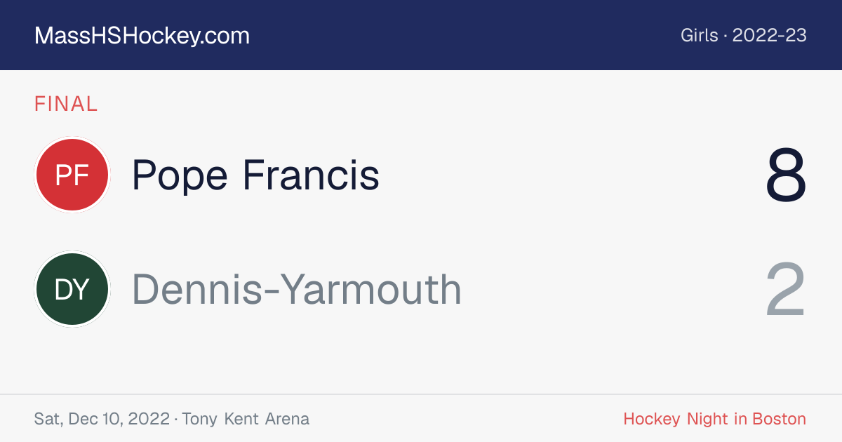 Pope Francis at Dennis-Yarmouth score card