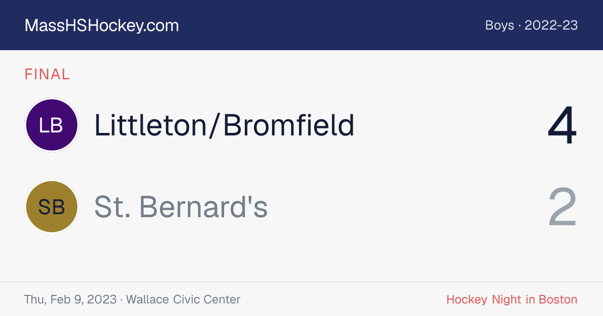 Littleton/Bromfield at St. Bernard's score card