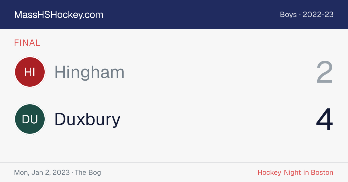 Hingham at Duxbury score card