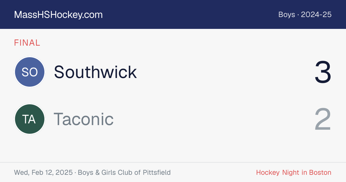 Southwick at Taconic score card