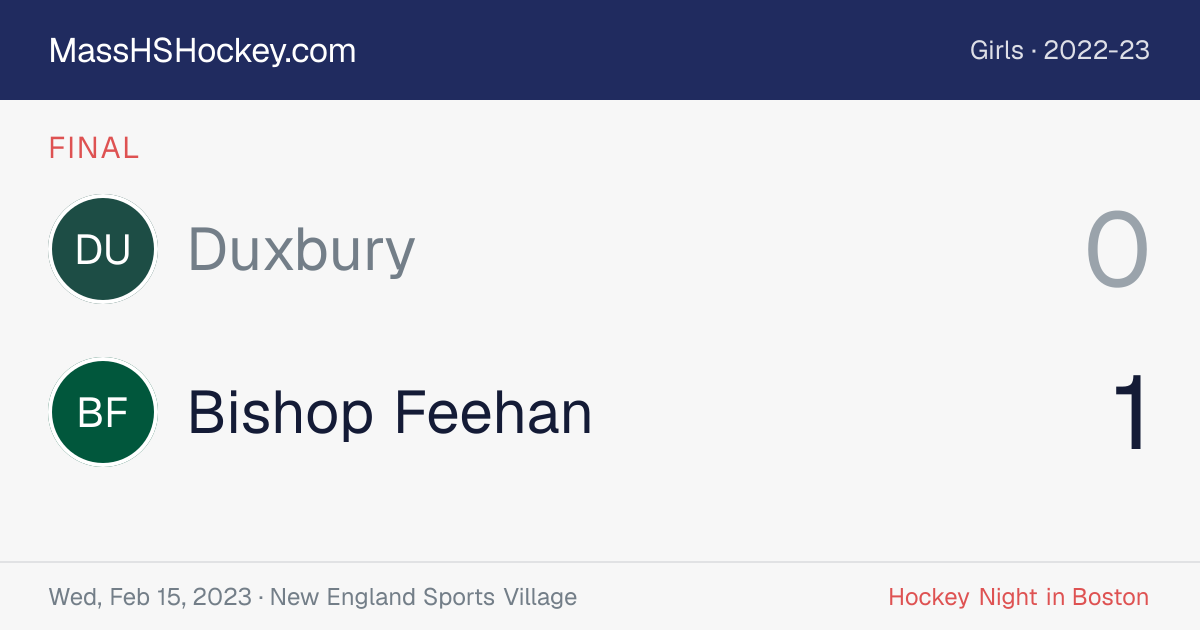 Duxbury at Bishop Feehan score card