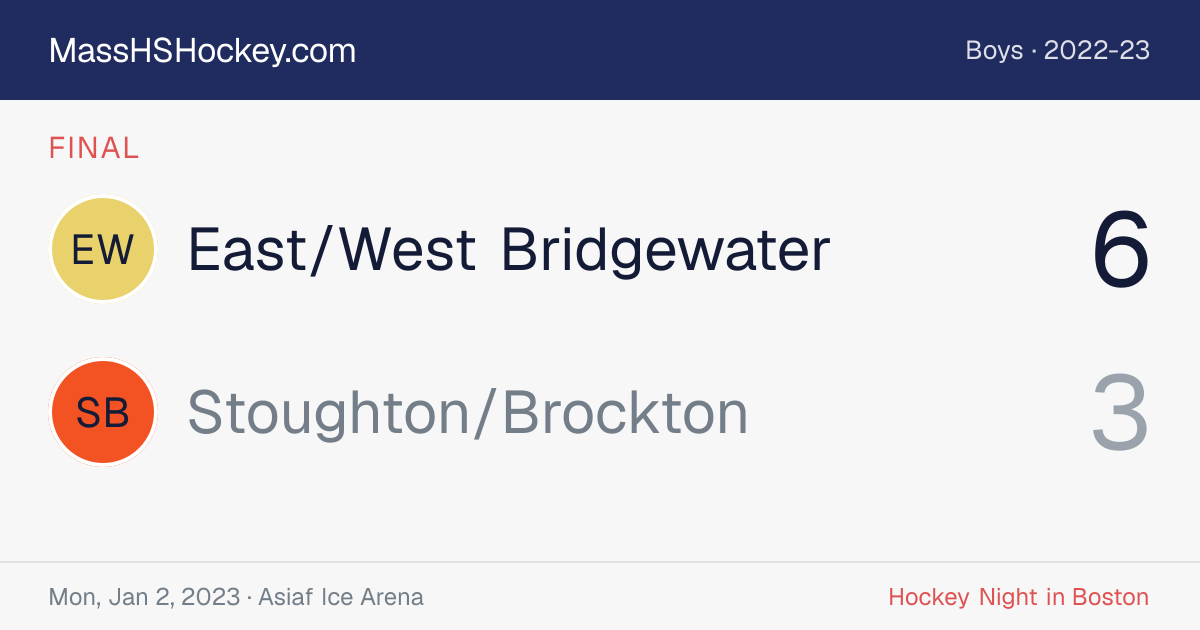 East/West Bridgewater at Stoughton/Brockton score card