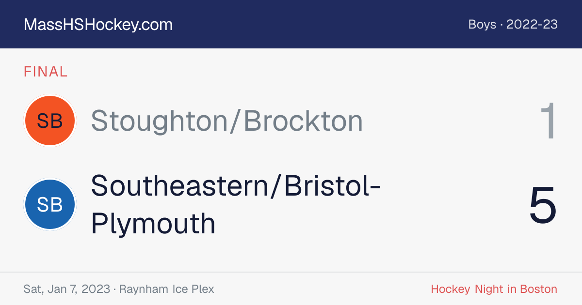 Stoughton/Brockton at Southeastern/Bristol-Plymouth score card
