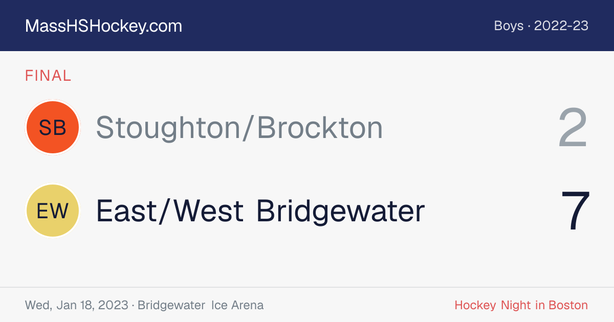 Stoughton/Brockton at East/West Bridgewater score card