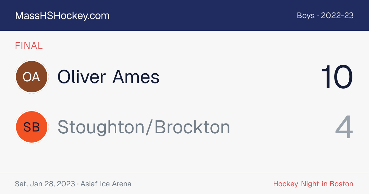 Oliver Ames at Stoughton/Brockton score card