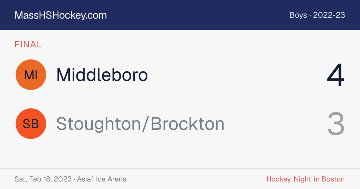 Middleboro at Stoughton/Brockton score card
