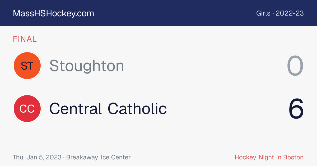Stoughton at Central Catholic score card