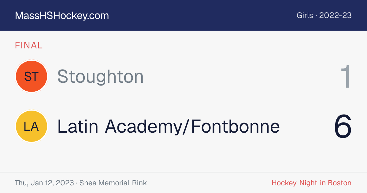 Stoughton at Latin Academy/Fontbonne score card