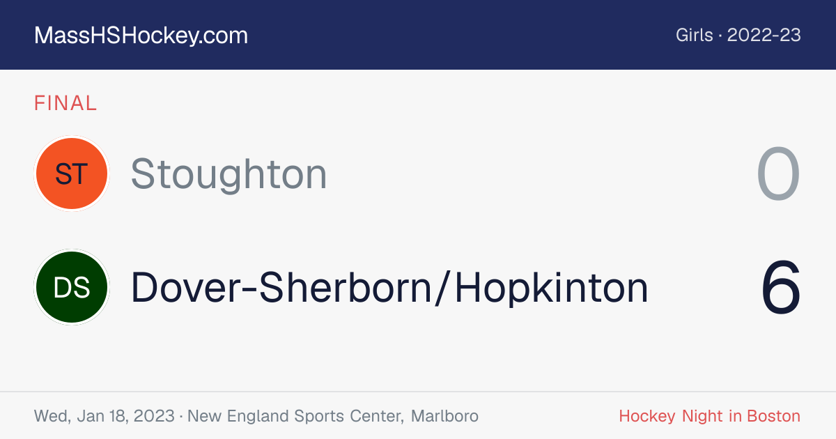 Stoughton at Dover-Sherborn/Hopkinton score card