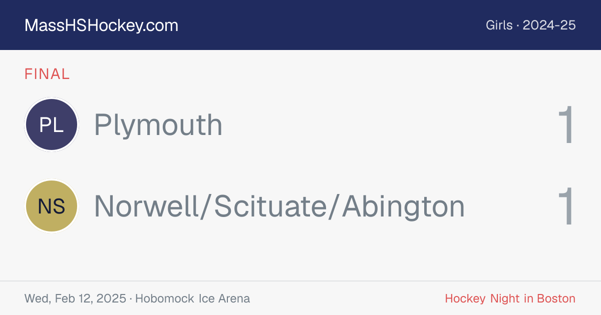 Plymouth at Norwell/Scituate/Abington score card