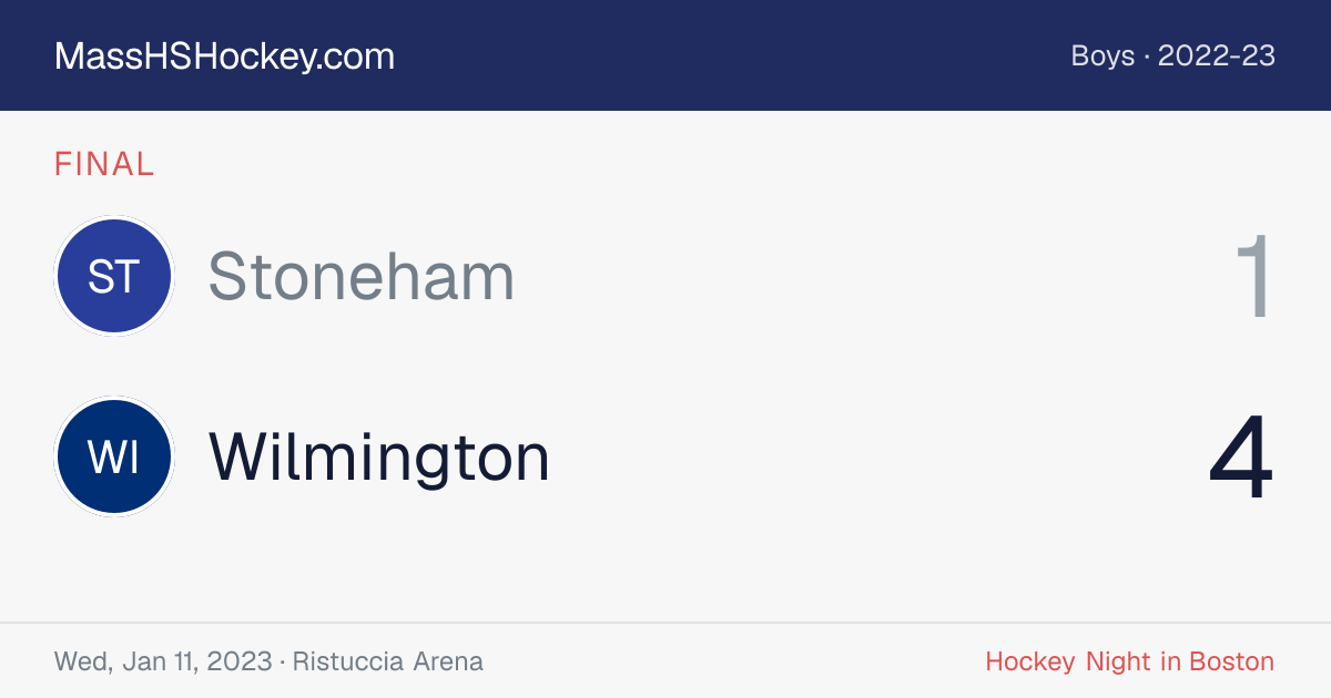 Stoneham at Wilmington score card