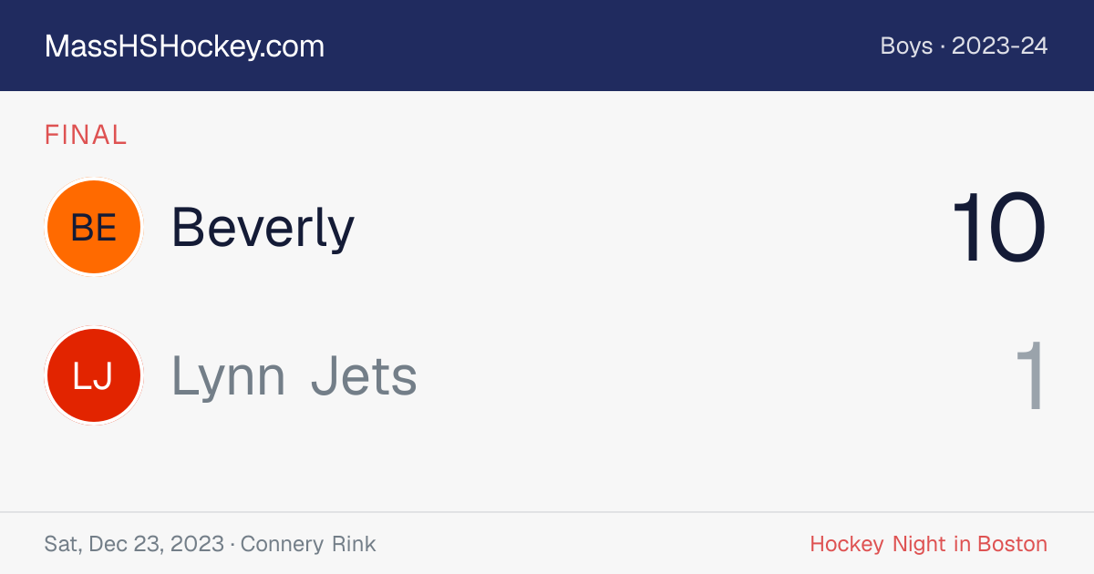Beverly at Lynn Jets score card