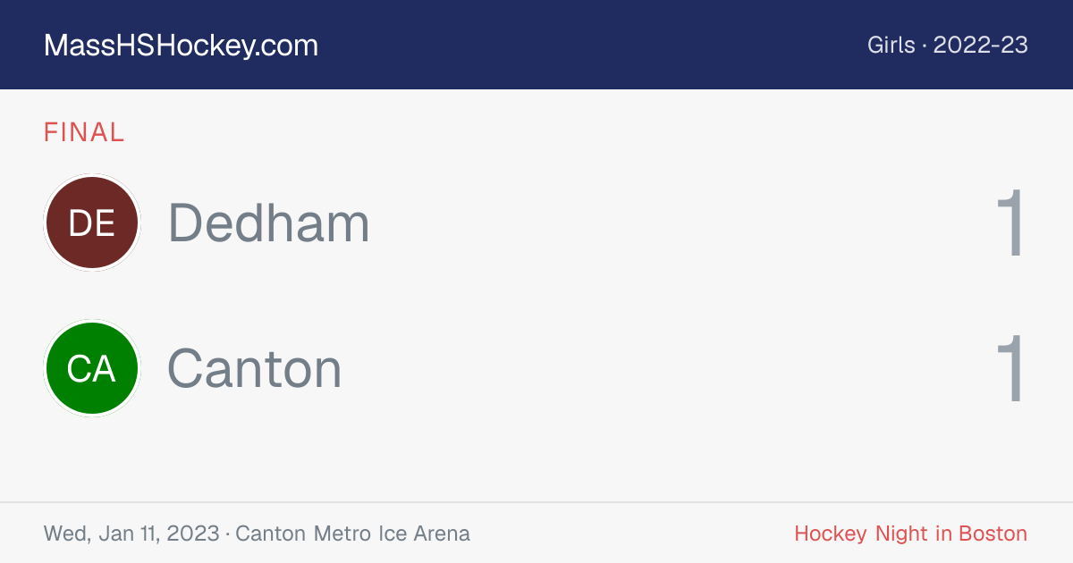 Dedham at Canton score card
