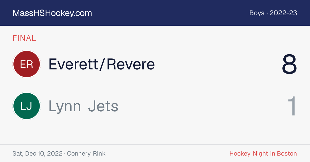 Everett/Revere at Lynn Jets score card