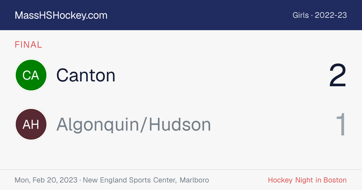 Canton at Algonquin/Hudson score card