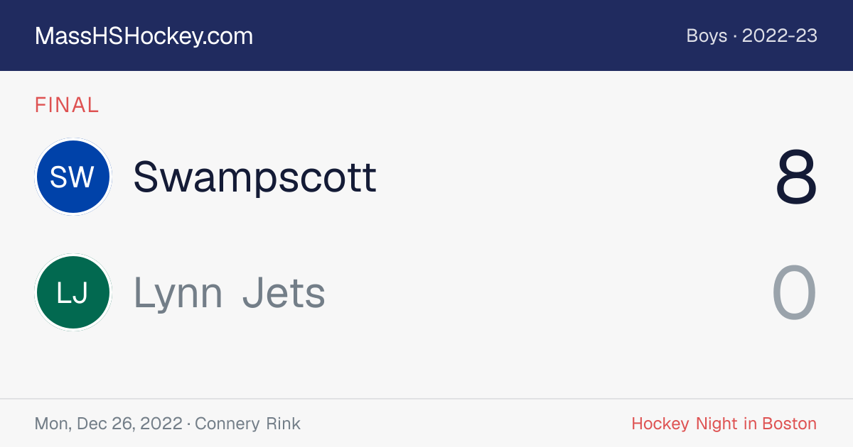 Swampscott at Lynn Jets score card