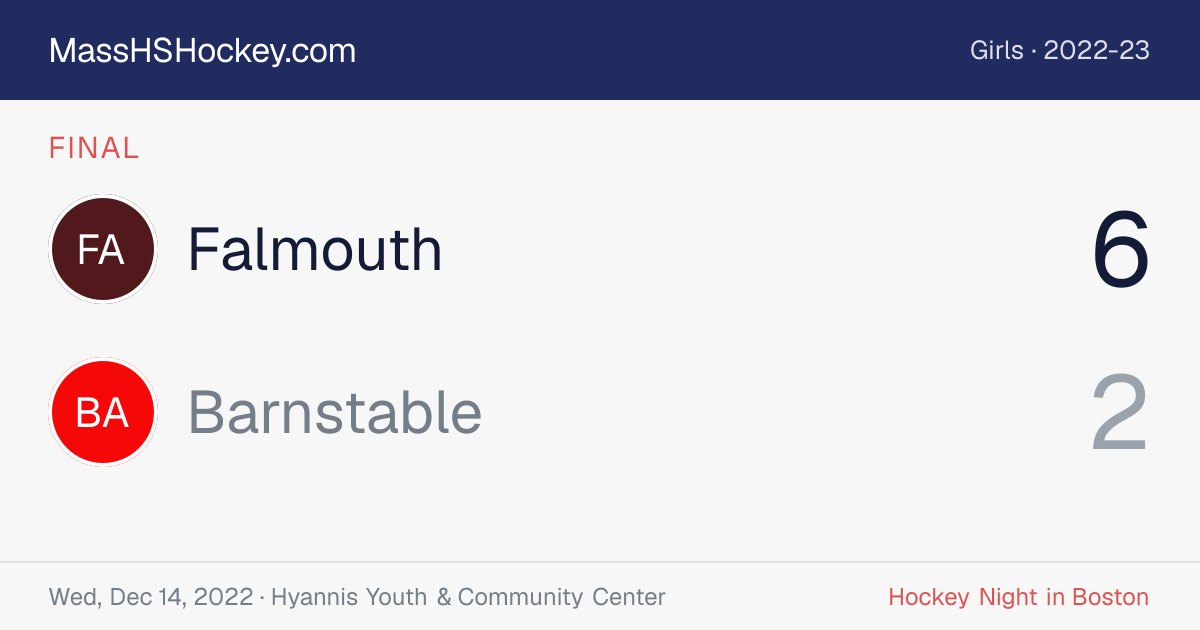 Falmouth at Barnstable score card
