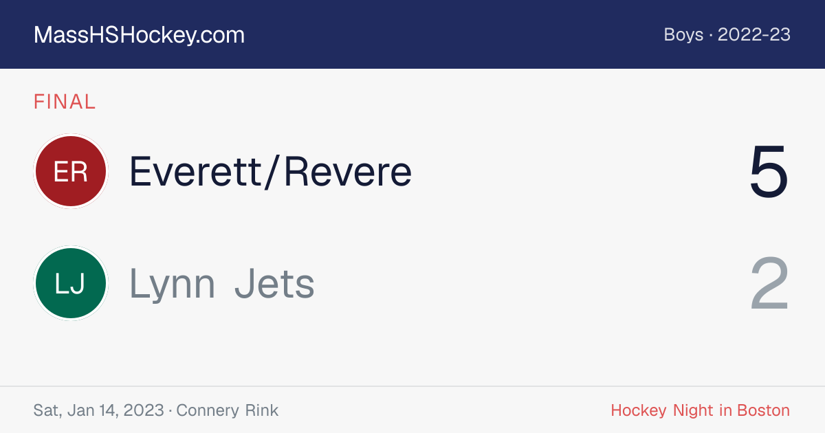 Everett/Revere at Lynn Jets score card