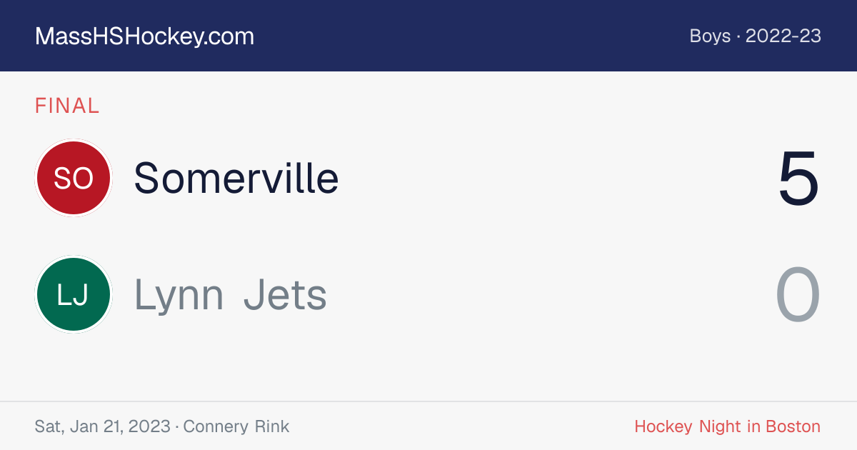 Somerville at Lynn Jets score card
