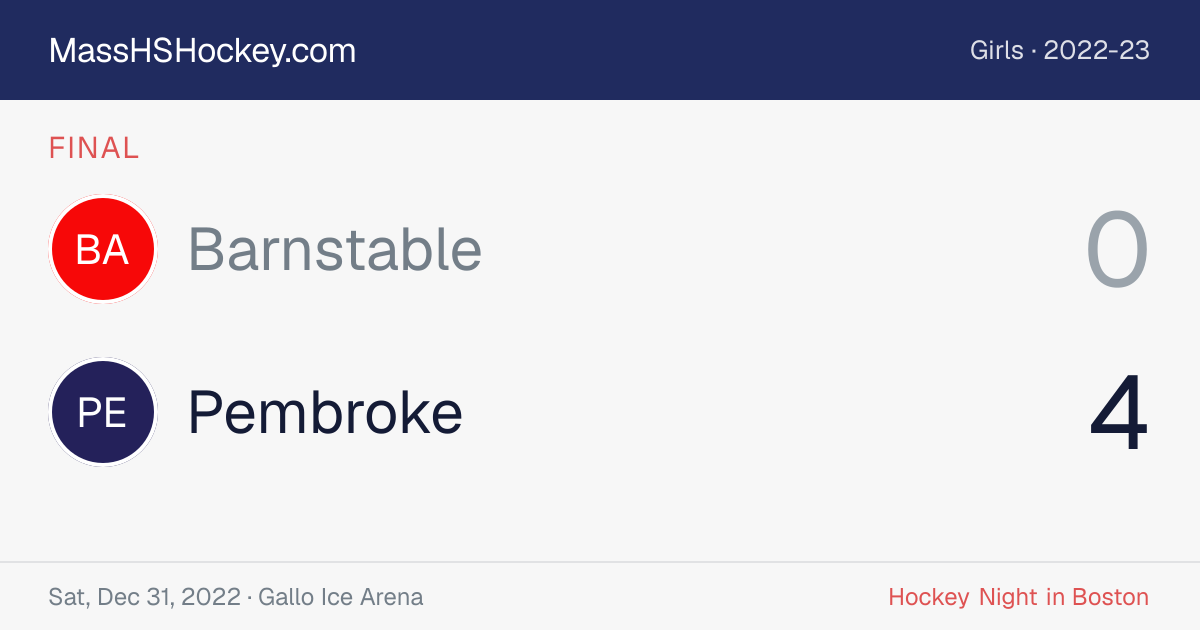 Barnstable at Pembroke score card