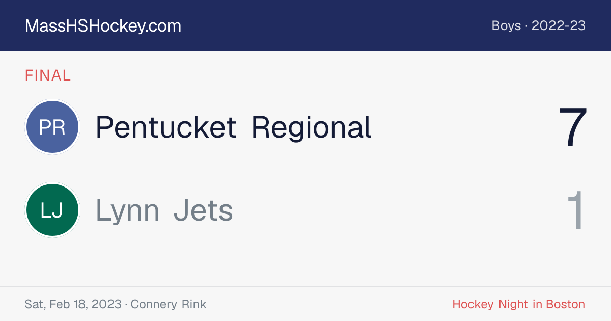 Pentucket Regional at Lynn Jets score card