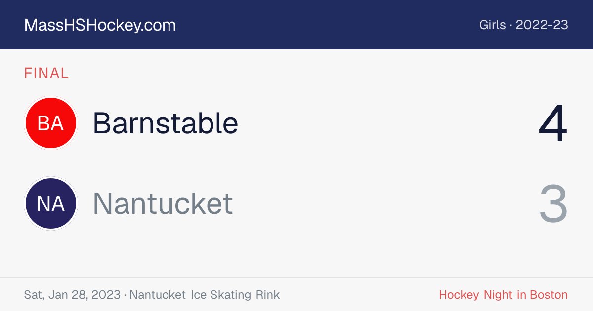 Barnstable at Nantucket score card