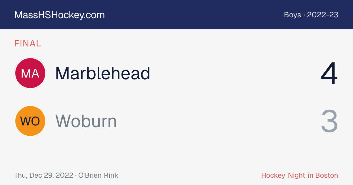 Marblehead at Woburn score card