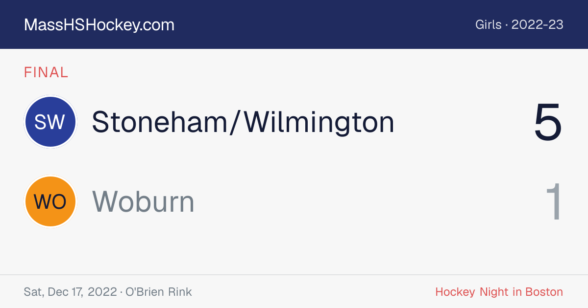 Stoneham/Wilmington at Woburn score card
