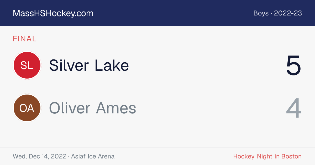 Silver Lake at Oliver Ames score card