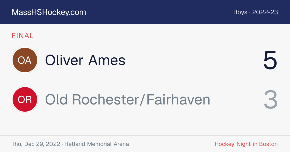 Oliver Ames at Old Rochester/Fairhaven score card