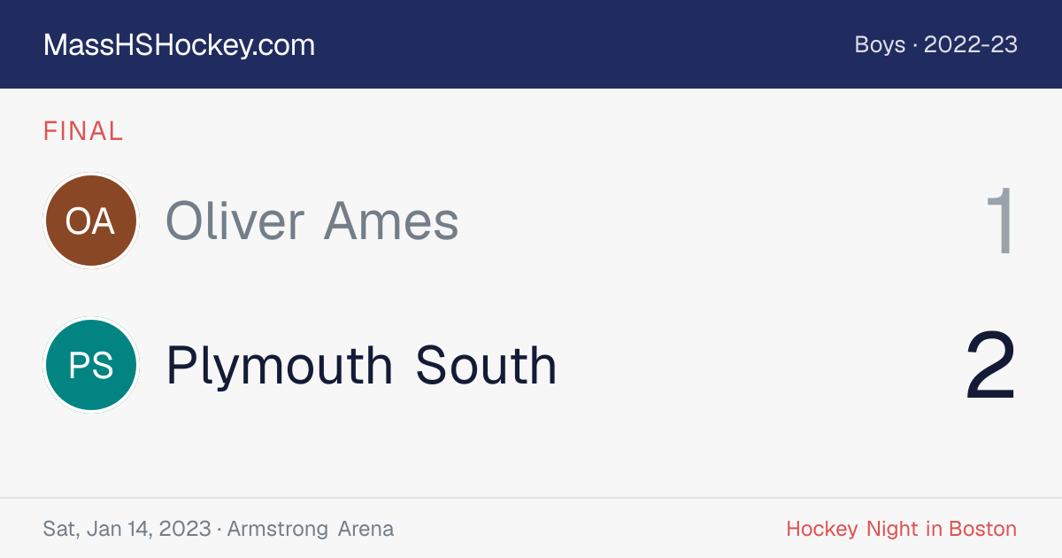 Oliver Ames at Plymouth South score card