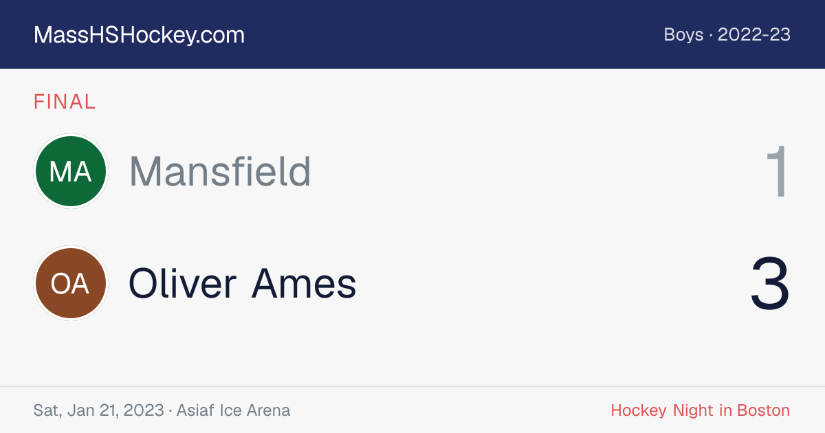 Mansfield at Oliver Ames score card
