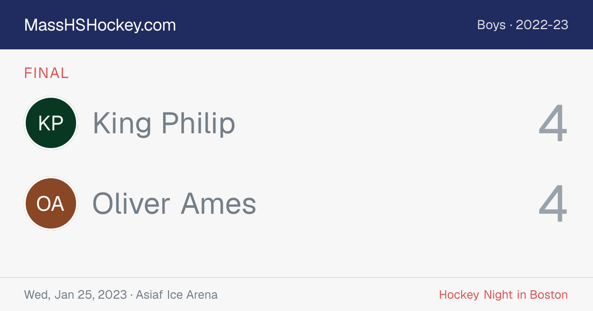 King Philip at Oliver Ames score card