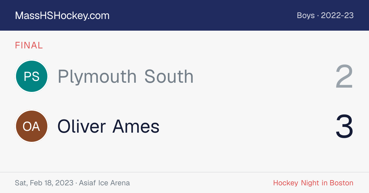Plymouth South at Oliver Ames score card