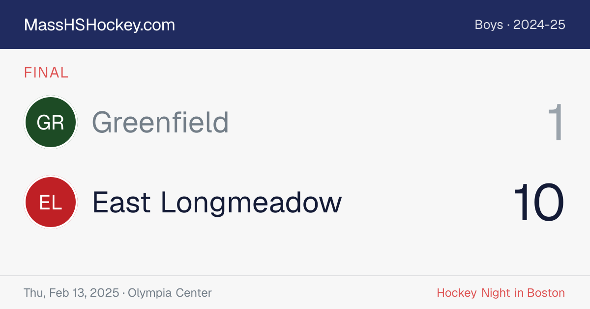 Greenfield at East Longmeadow score card