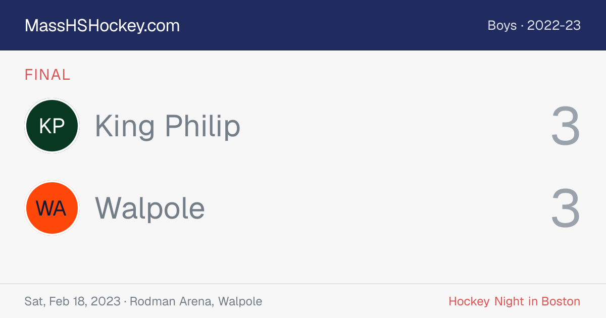King Philip at Walpole score card