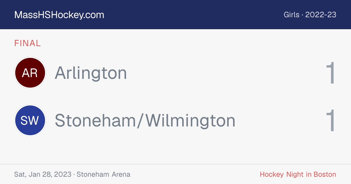 Arlington at Stoneham/Wilmington score card