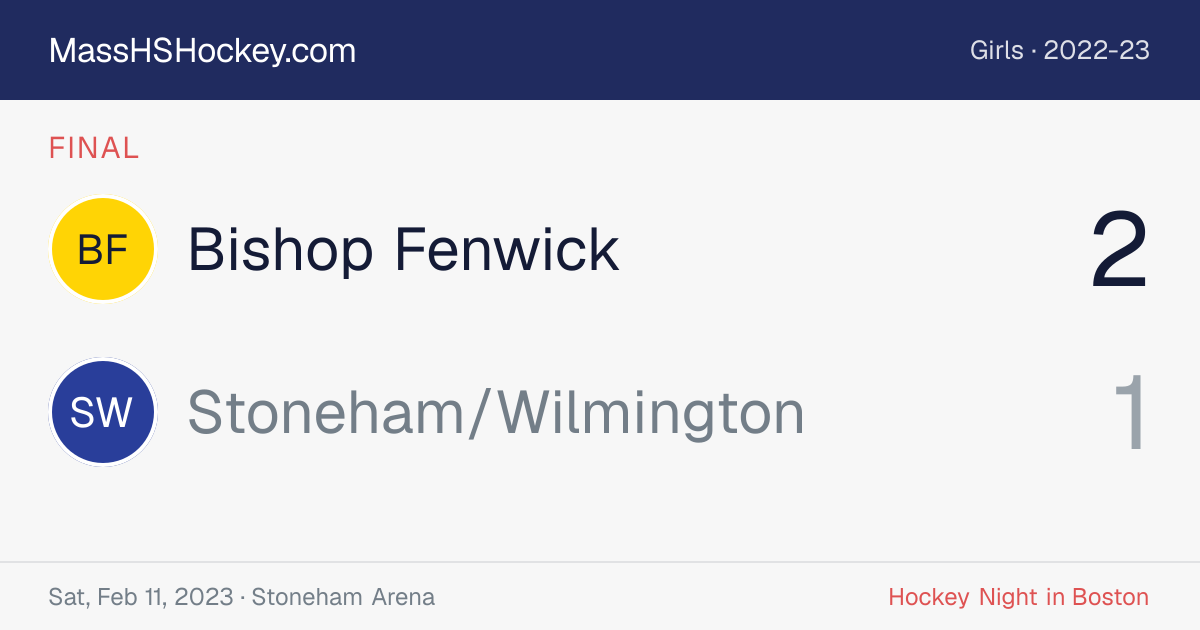 Bishop Fenwick at Stoneham/Wilmington score card