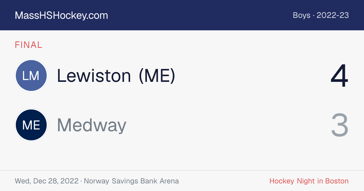 Lewiston (ME) at Medway score card