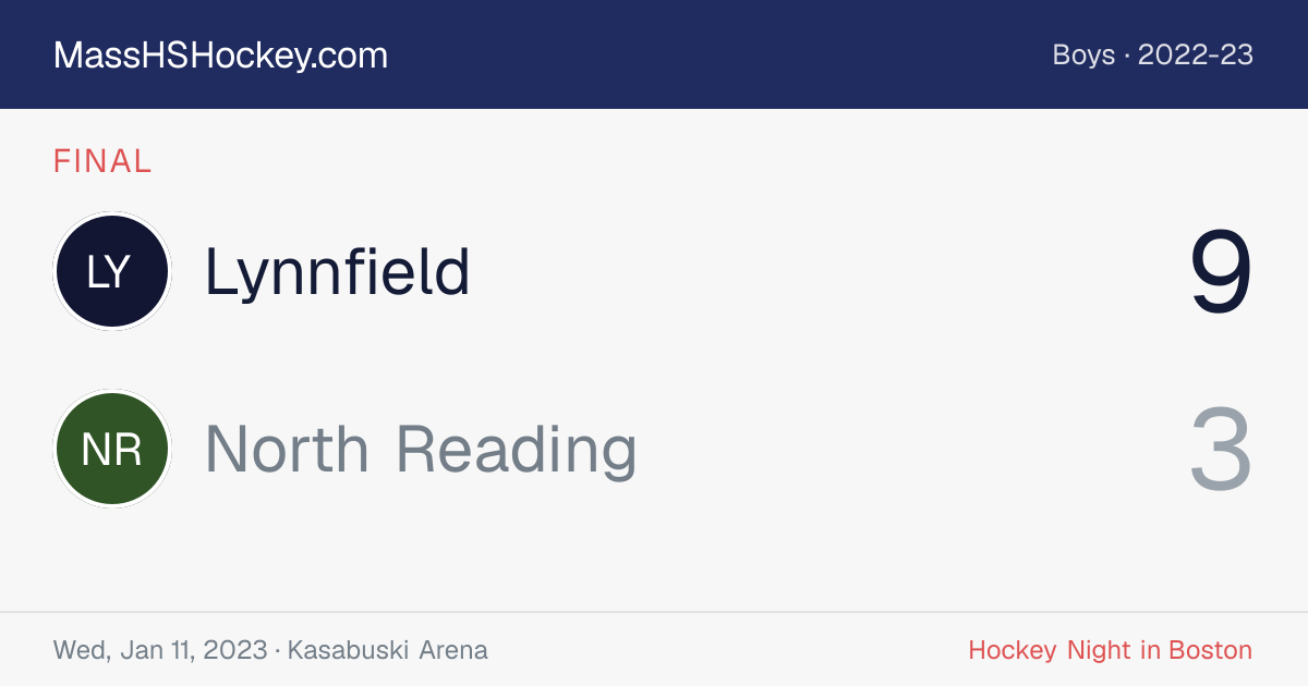 Lynnfield at North Reading score card