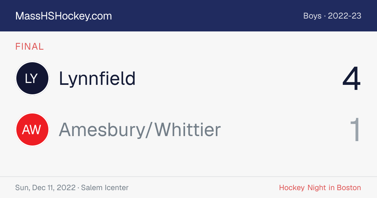 Lynnfield at Amesbury/Whittier score card