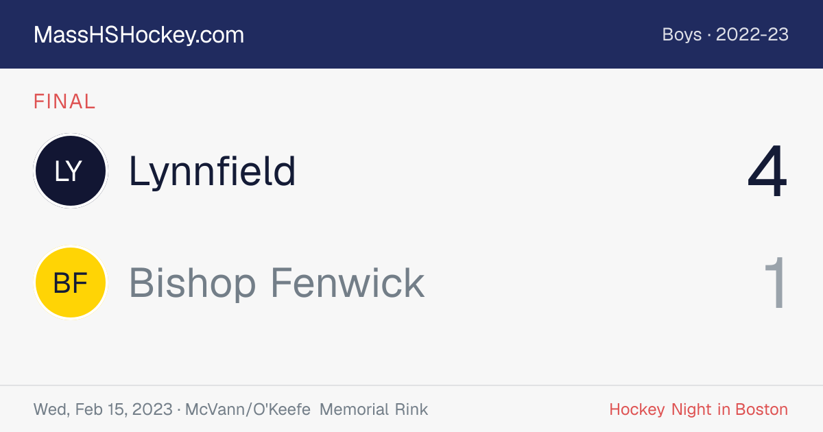 Lynnfield at Bishop Fenwick score card