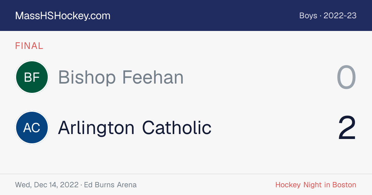 Bishop Feehan at Arlington Catholic score card