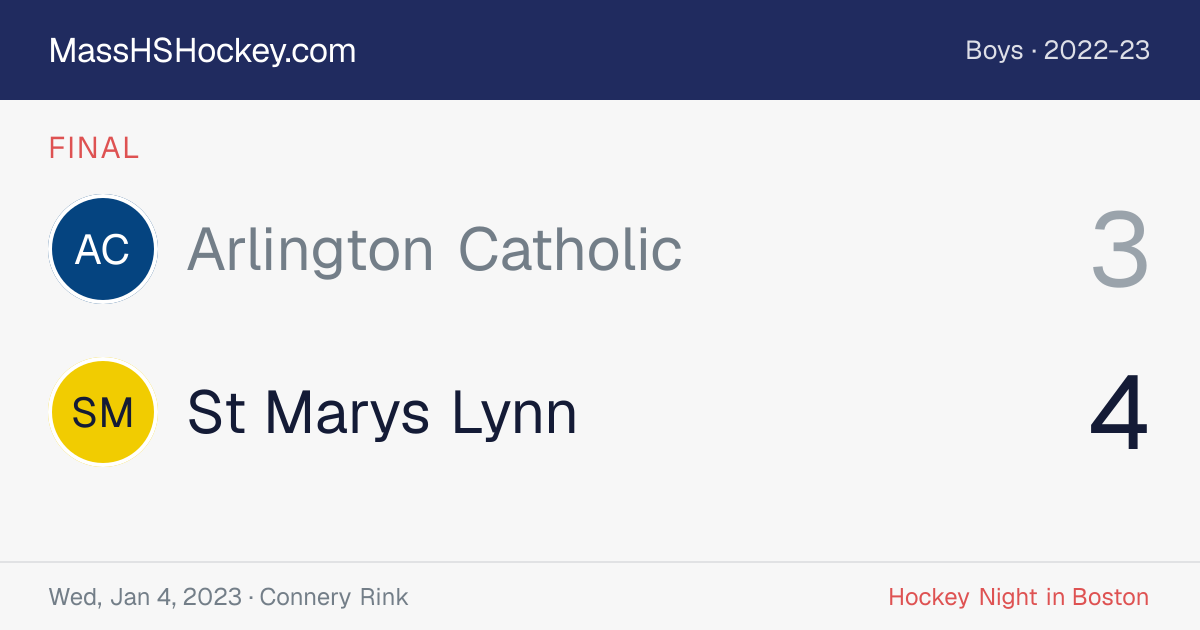 Arlington Catholic at St Marys Lynn score card