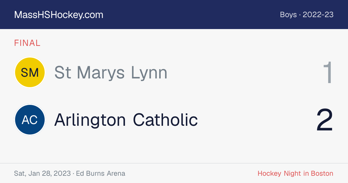 St Marys Lynn at Arlington Catholic score card