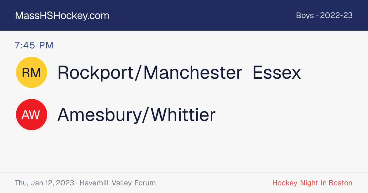 Rockport/Manchester Essex at Amesbury/Whittier score card